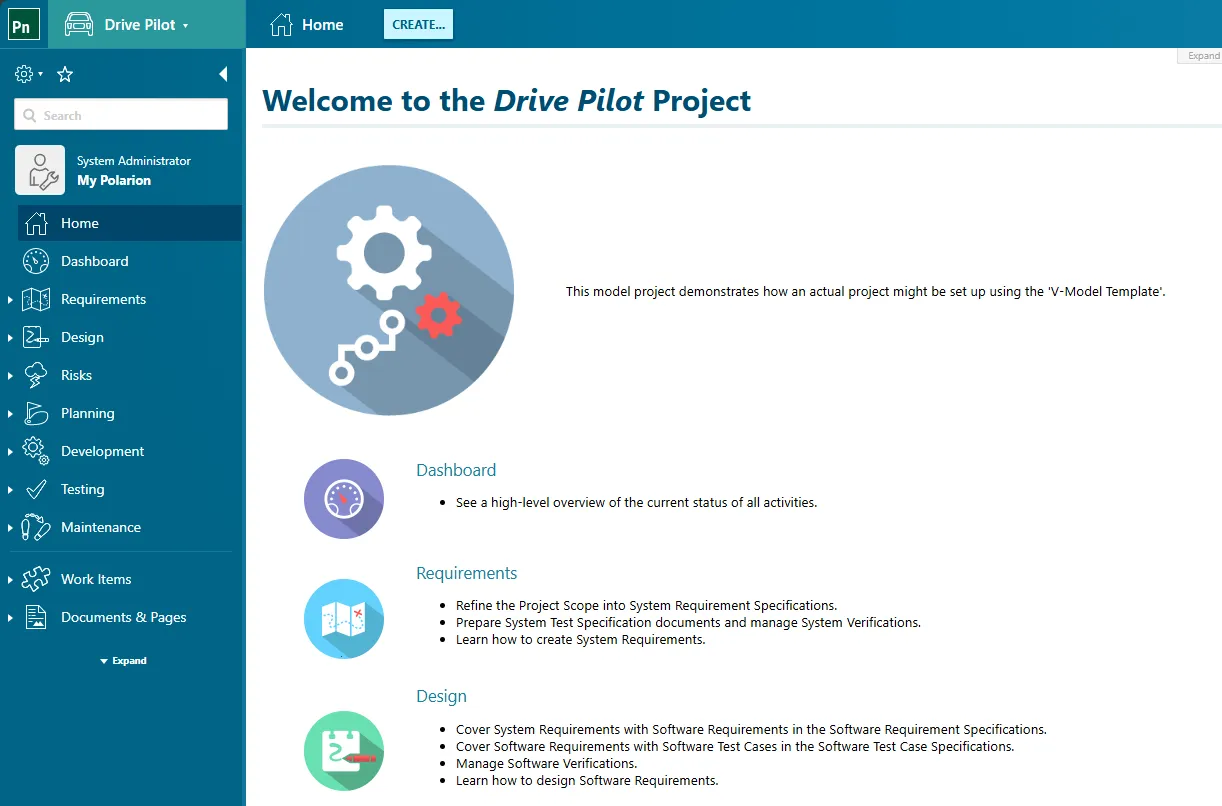 A screenshot of a Polarion project